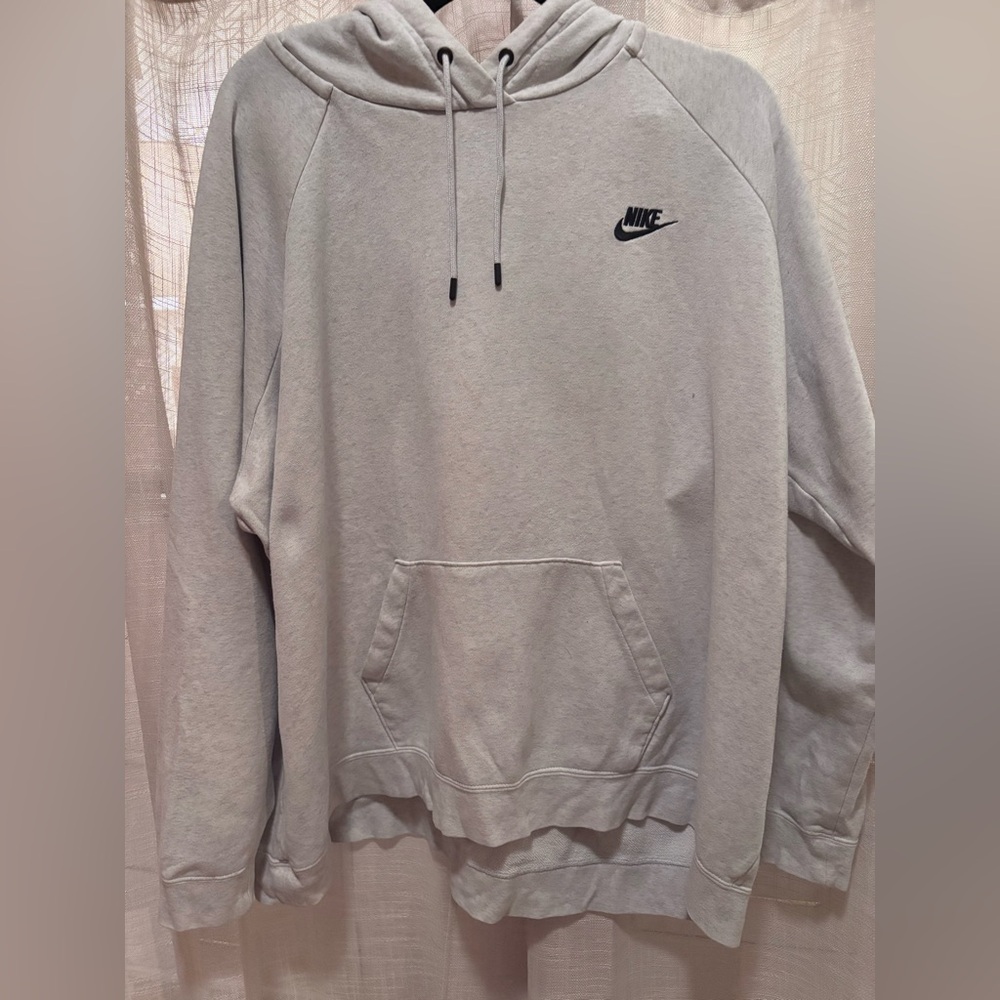 Nike Oversized Ash Gray Hoodie with Black Logo Sweatshirt